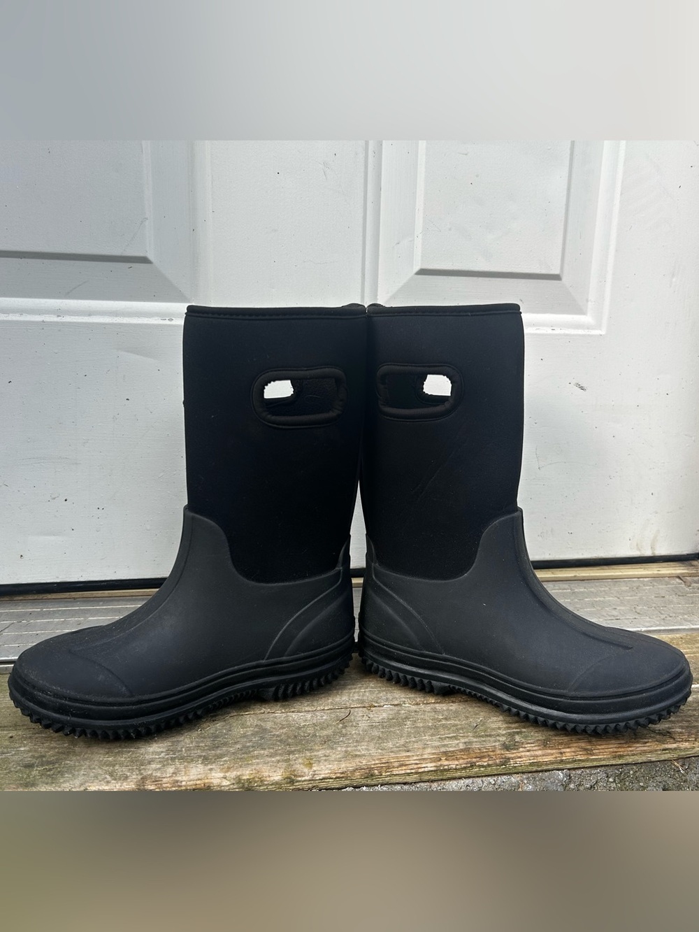 Kids Black Neoprene Waterproof Rain Boots Size 1 Mud Boots